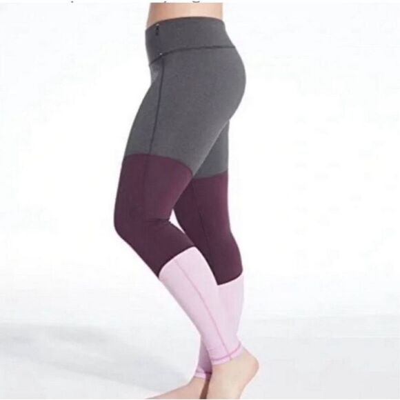 CALIA by Carrie Underwood Colorblock Leggings Gray Purple Mesh Size Medium - Picture 1 of 8